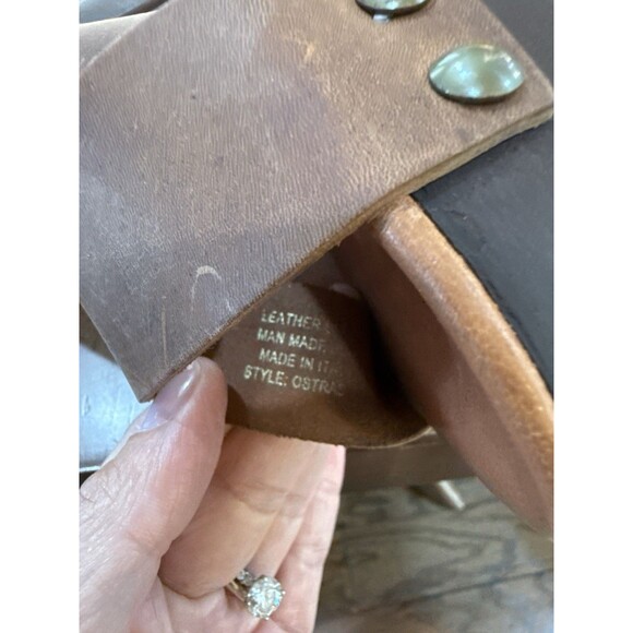 Mila Paoli Ostras Brown Leather Platform Block Heel Sandals Sz 40 Italian Made - Picture 10 of 10